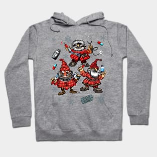 Funny Christmas Crazy Angry Gnomes with pills Hoodie